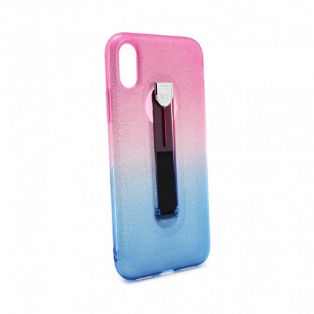 Futrola za iPhone X/XS leđa Crystal Finger ring - pink-plava