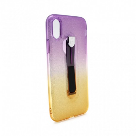 Futrola za iPhone X/XS leđa Crystal Finger ring - lila-žuta