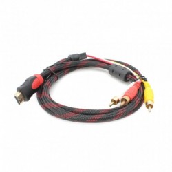 Kabal sa HDMI muški na 3RCA muški (1,5m) - crno-crvena