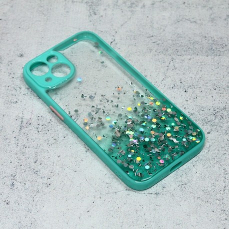 Futrola za iPhone 13 leđa Frame glitter - tirkizna