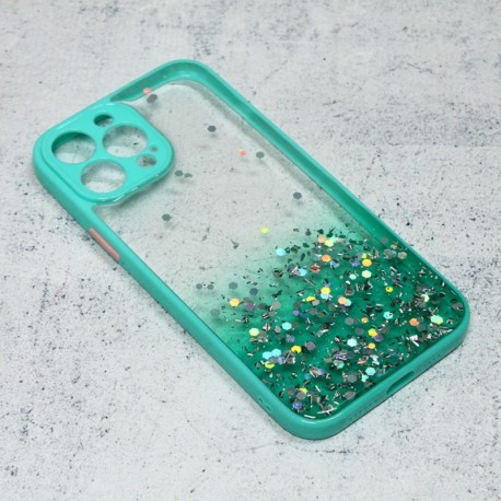 Futrola za iPhone 13 Pro Max leđa Frame glitter - tirkizna