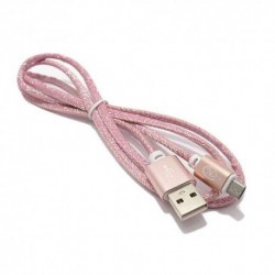 USB data kabal za Android micro Glitter (1m) - roza