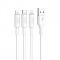 USB data kabal za Android micro/type C/iPhone lightning (3u1) Hoco X25 (1m) - bela
