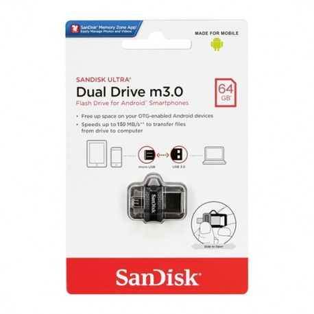 USB (flash) memorija (64Gb) 3.0 SanDisk Ultra dual - siva