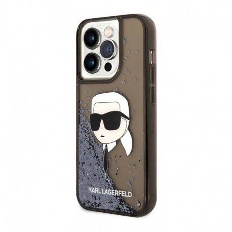 Futrola za iPhone 14 Pro Max leđa Karl Lagerfeld Elong glava Liquid - crna