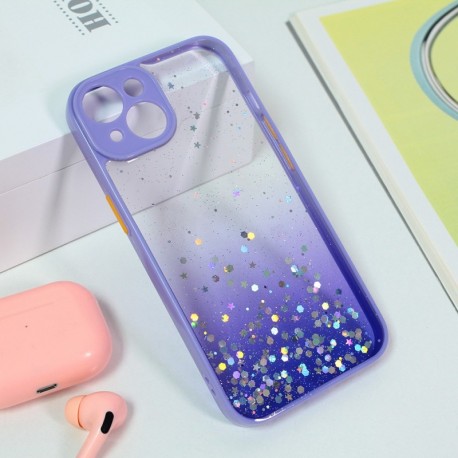 Futrola za iPhone 14 leđa Frame glitter - ljubičasta