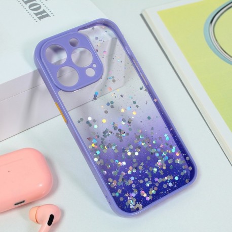 Futrola za iPhone 14 Pro Max leđa Frame glitter - ljubičasta
