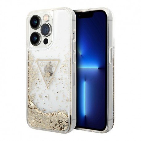 Futrola za iPhone 14 Pro leđa Guess Hc glitter liquid trougao - providna