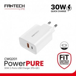 Kućni punjač glava/adapter (bez kabla) Fantech Cwq201 brzi (30W | 1xType C) - bela