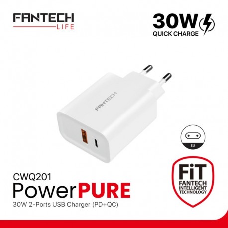 Kućni punjač glava/adapter (bez kabla) Fantech Cwq201 brzi (30W | 1xType C) - bela