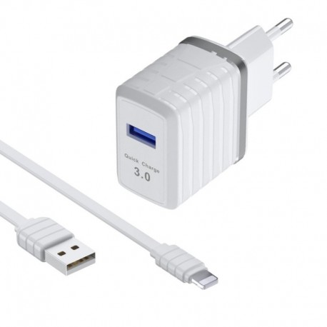 Kućni punjač za iPhone lightning Konfulon C32Q QC 3.0 (2,4A | 1xUSB) - bela