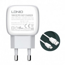 Kućni punjač za iPhone lightning Ldnio A2313C QC 3.0 (18W | 1xUSB/1xType C) - bela