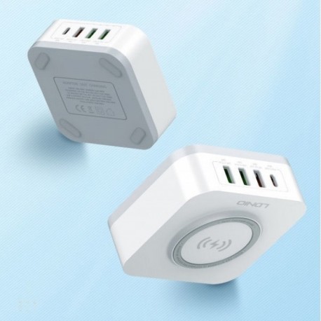 Kućni punjač glava/adapter (bez kabla) Ldnio Aw004 (32W | 3xUSB/1xType C) - bela