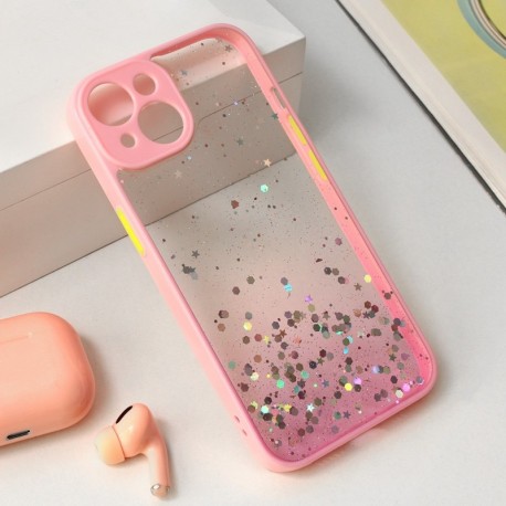 Futrola za iPhone 15 leđa Frame glitter - roza