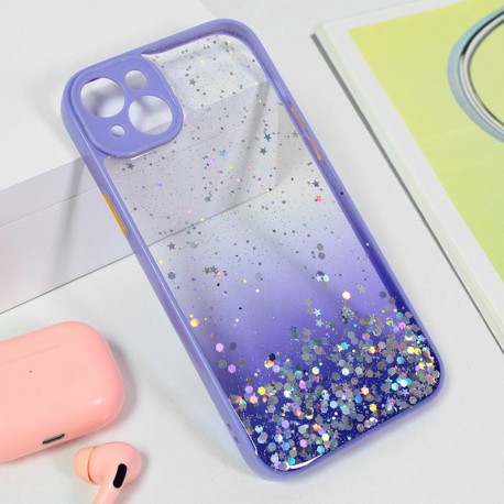 Futrola za iPhone 15 Plus leđa Frame glitter - ljubičasta