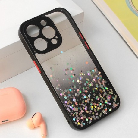 Futrola za iPhone 15 Pro leđa Frame glitter - crna