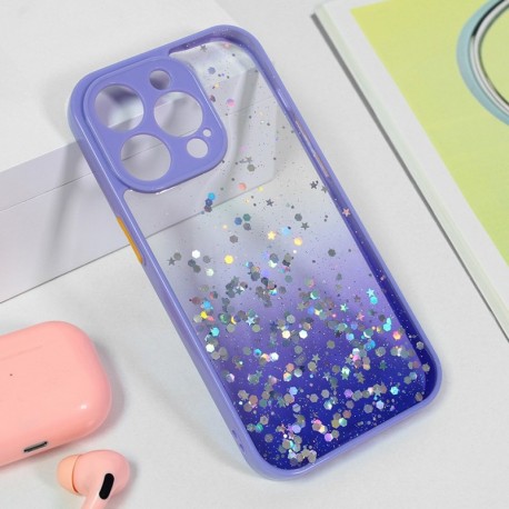 Futrola za iPhone 15 Pro leđa Frame glitter - ljubičasta