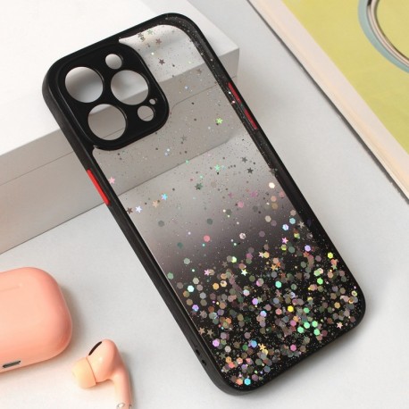 Futrola za iPhone 15 Pro Max leđa Frame glitter - crna