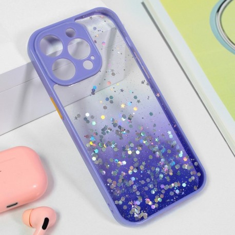 Futrola za iPhone 15 Pro Max leđa Frame glitter - ljubičasta