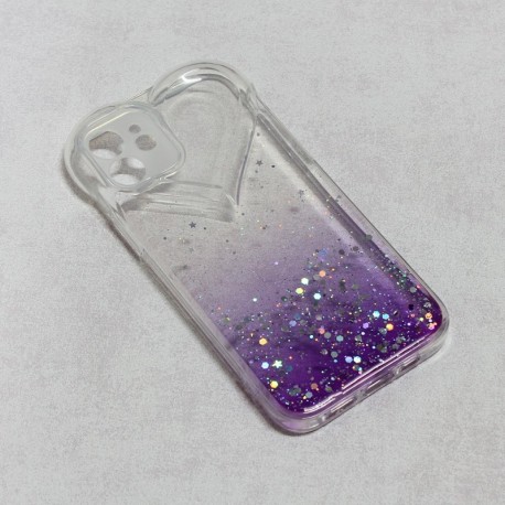 Futrola za iPhone 12/12 Pro leđa Heart glitter - ljubičasta