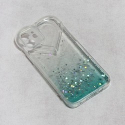 Futrola za iPhone 12/12 Pro leđa Heart glitter - tirkizna