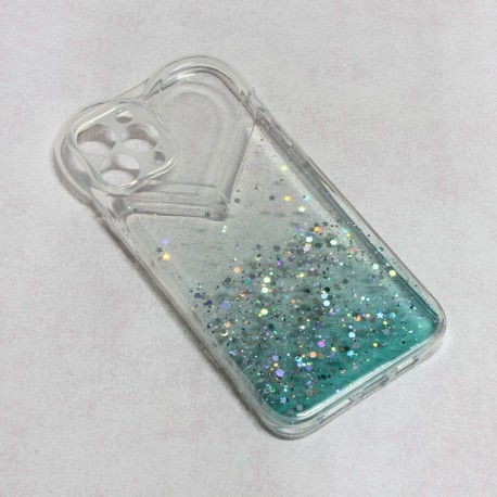 Futrola za iPhone 12 Pro Max leđa Heart glitter - tirkizna