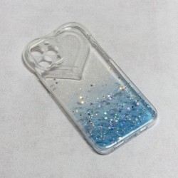 Futrola za iPhone 13 leđa Heart glitter - plava