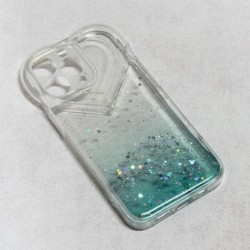 Futrola za iPhone 13 Pro leđa Heart glitter - tirkizna