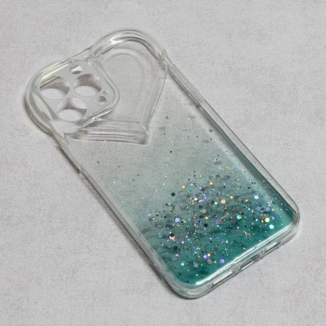 Futrola za iPhone 13 Pro Max leđa Heart glitter - tirkizna