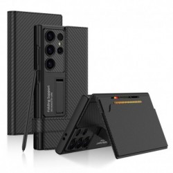 Futrola za Samsung Galaxy S23 Ultra preklop sa magnetom bez prozora Holster carbon - crna