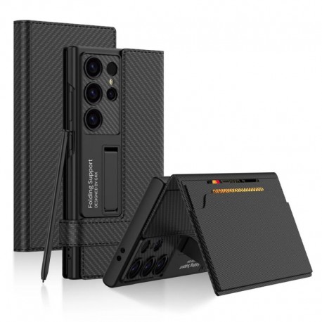 Futrola za Samsung Galaxy S23 Ultra preklop sa magnetom bez prozora Holster carbon - crna