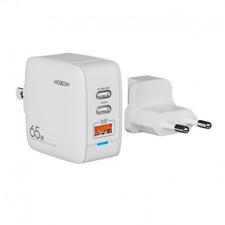 Kućni punjač glava/adapter (bez kabla) (65W | 1xUSB/2xType C) HC67 bela