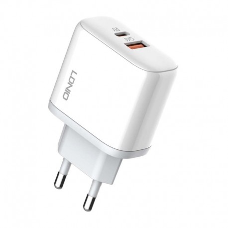 Kućni punjač za Type C brzi QC3.0 (3A | 45W | 1xUSB/1xType C) Ldnio A2526c bela