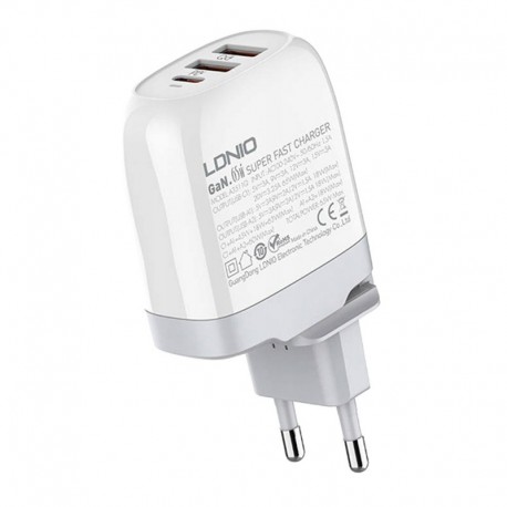 Kućni punjač za Type C (65W | 2xUSB/1xType C) Ldnio A3511q bela