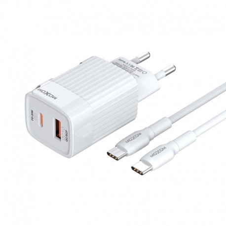 Kućni punjač za Type C na Type C (20W | 1xUSB/1xType C) HC129 bela