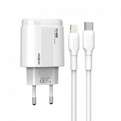 Kućni punjač za Type C na iPhone lightning (20W | 1xUSB/1xType C) HC89 bela