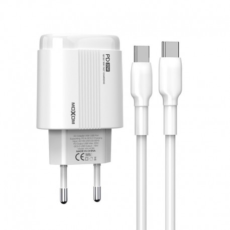 Kućni punjač za Type C na Type C (20W | 1xUSB/1xType C) HC89 bela