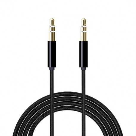 Audio (aux) kabal 3,5mm muški na 3,5mm muški Woven new 0,9m crna