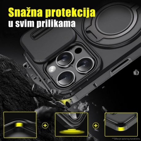 Futrola za iPhone 16 Plus leđa CamShield Ring - crna