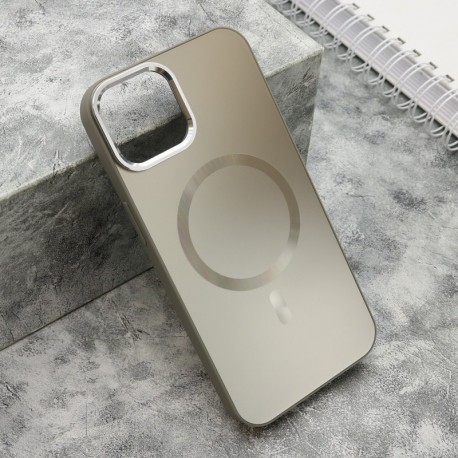 Futrola za iPhone 14 leđa Color metal MagSafe - srebrna