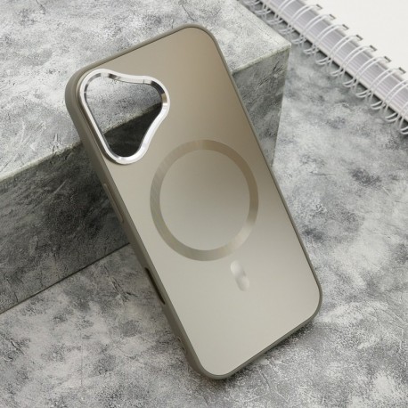 Futrola za iPhone 16 leđa Color metal MagSafe - srebrna