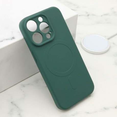 Futrola za iPhone 14 Pro leđa Velvet touch MagSafe - tamno zelena