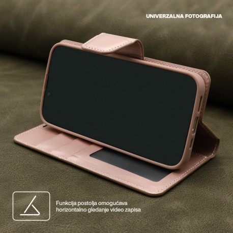 Futrola za iPhone 16e preklop sa magnetom bez prozora Hanman - svetlo roza
