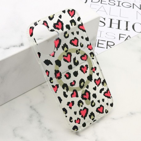 Futrola za iPhone 16 leđa Leopard MagSafe - roza