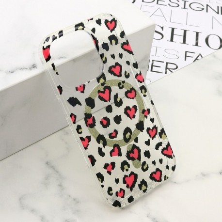 Futrola za iPhone 16 Pro leđa Leopard MagSafe - roza