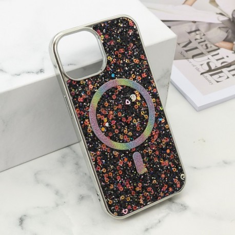 Futrola za iPhone 15 leđa Glam glow MagSafe - crna