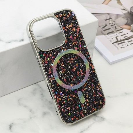 Futrola za iPhone 16 Pro leđa Glam glow MagSafe - crna