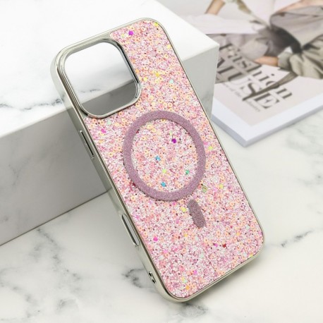 Futrola za iPhone 16 Pro Max leđa Glam glow MagSafe - roza