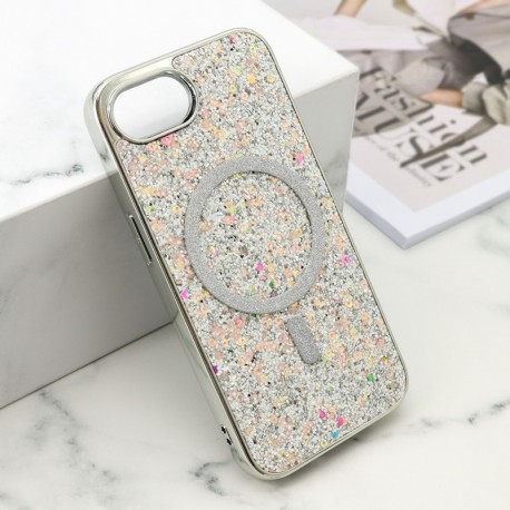 Futrola za iPhone 16e leđa Glam glow MagSafe - srebrna