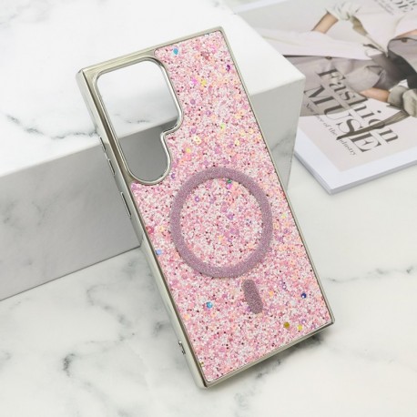 Futrola za Samsung Galaxy S24 Ultra leđa Glam glow MagSafe - roza